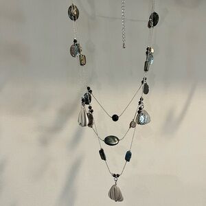 Elegant Multi-Layered Necklace with Silver and Black Accents